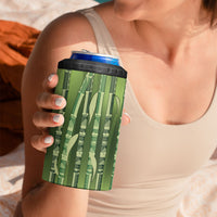 Personalised Fiji Language Week Sugarcane Masi 4 in 1 Can Cooler Tumbler Green Tapa Tribal Pattern