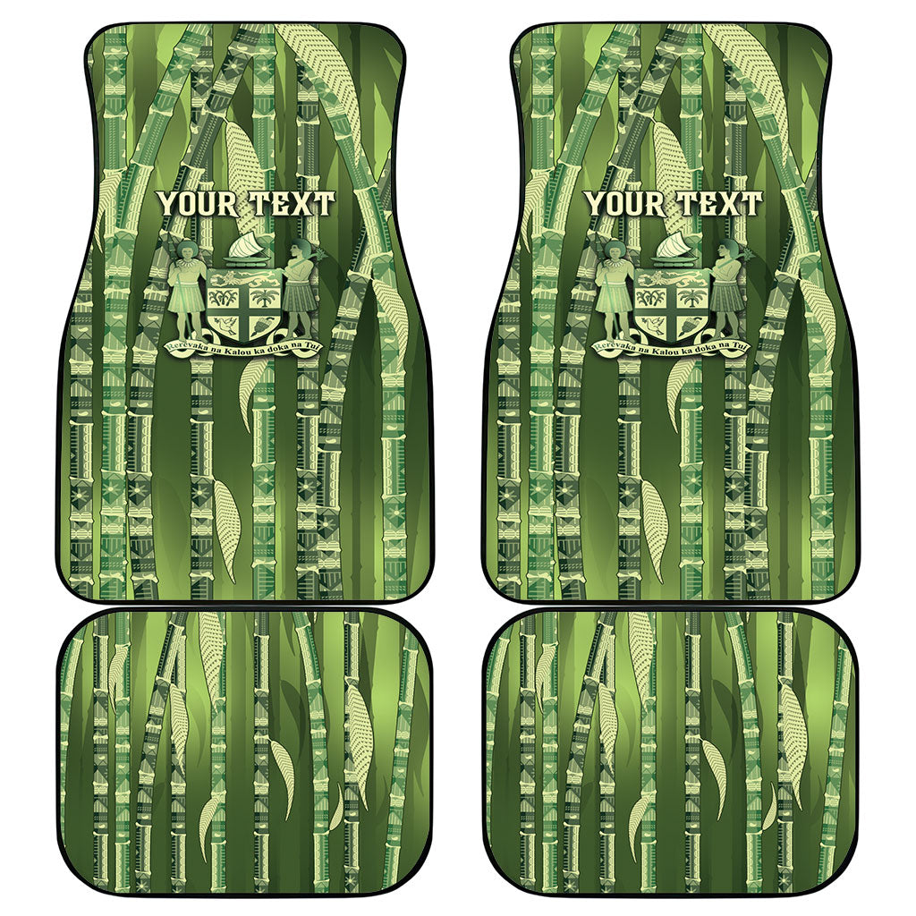 Personalised Fiji Language Week Sugarcane Masi Car Mats Green Tapa Tribal Pattern