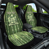 Personalised Fiji Language Week Sugarcane Masi Car Seat Cover Green Tapa Tribal Pattern