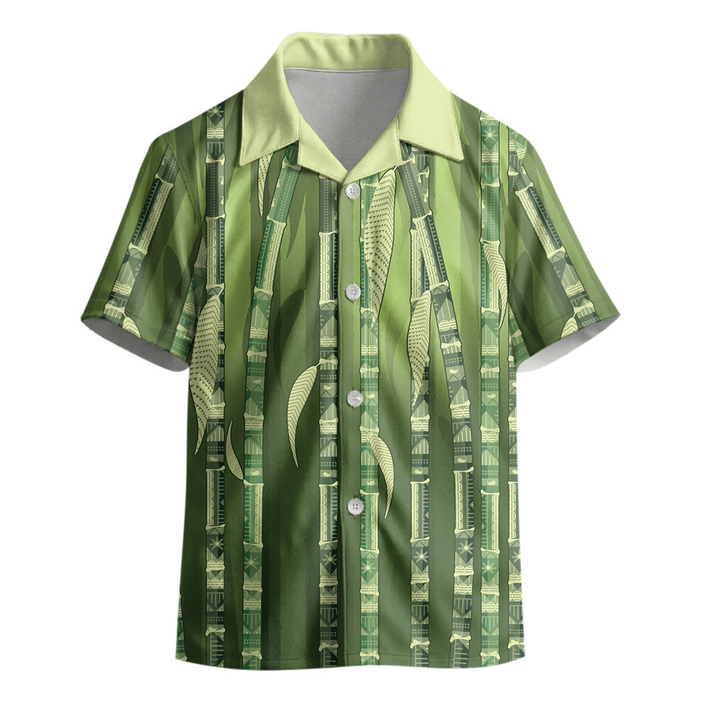 Personalised Fiji Language Week Sugarcane Masi Kid Hawaiian Shirt Green Tapa Tribal Pattern