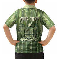Personalised Fiji Language Week Sugarcane Masi Kid Hawaiian Shirt Green Tapa Tribal Pattern