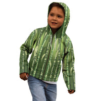 Personalised Fiji Language Week Sugarcane Masi Kid Hoodie Green Tapa Tribal Pattern