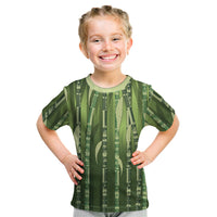Personalised Fiji Language Week Sugarcane Masi Kid T Shirt Green Tapa Tribal Pattern