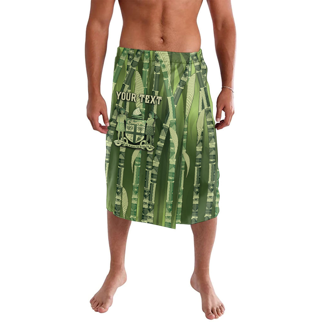 Personalised Fiji Language Week Sugarcane Masi Lavalava Green Tapa Tribal Pattern