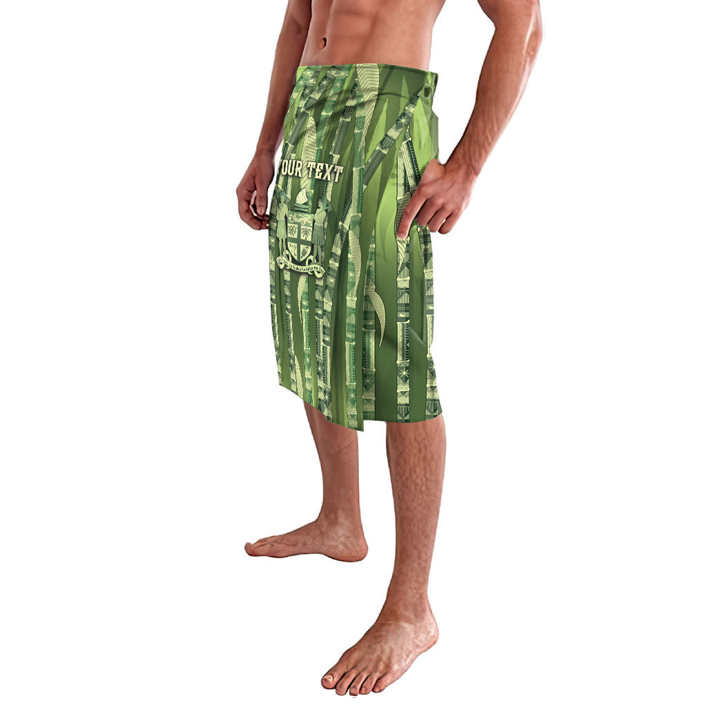 Personalised Fiji Language Week Sugarcane Masi Lavalava Green Tapa Tribal Pattern