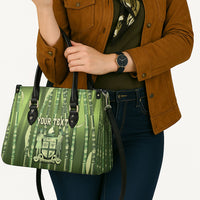 Personalised Fiji Language Week Sugarcane Masi Leather Bag Green Tapa Tribal Pattern
