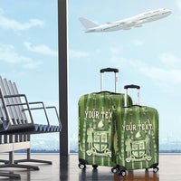 Personalised Fiji Language Week Sugarcane Masi Luggage Cover Green Tapa Tribal Pattern