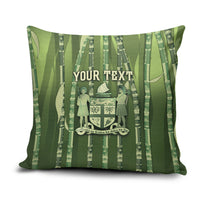 Personalised Fiji Language Week Sugarcane Masi Pillow Cover Green Tapa Tribal Pattern