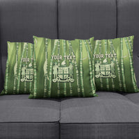 Personalised Fiji Language Week Sugarcane Masi Pillow Cover Green Tapa Tribal Pattern