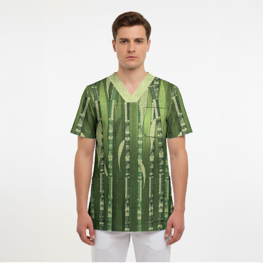 Personalised Fiji Language Week Sugarcane Masi Scrub Top Green Tapa Tribal Pattern
