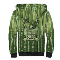Personalised Fiji Language Week Sugarcane Masi Sherpa Hoodie Green Tapa Tribal Pattern