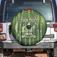 Personalised Fiji Language Week Sugarcane Masi Spare Tire Cover Green Tapa Tribal Pattern