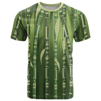 Personalised Fiji Language Week Sugarcane Masi T Shirt Green Tapa Tribal Pattern