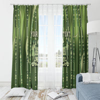 Personalised Fiji Language Week Sugarcane Masi Window Curtain Green Tapa Tribal Pattern