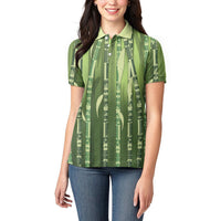Personalised Fiji Language Week Sugarcane Masi Women Polo Shirt Green Tapa Tribal Pattern