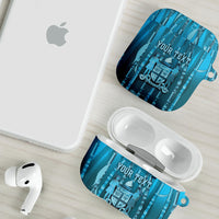 Personalised Fiji Language Week Sugarcane Masi AirPods Case Blue Tapa Tribal Pattern