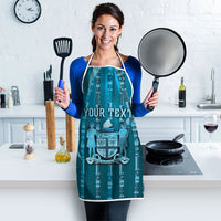 Personalised Fiji Language Week Sugarcane Masi Apron Blue Tapa Tribal Pattern