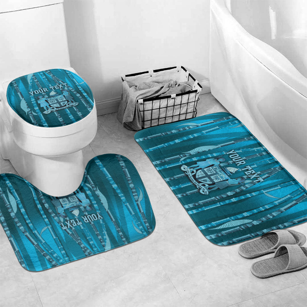 Personalised Fiji Language Week Sugarcane Masi Bathroom Set Blue Tapa Tribal Pattern