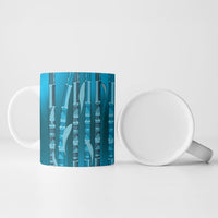 Personalised Fiji Language Week Sugarcane Masi Ceramic Mug Blue Tapa Tribal Pattern