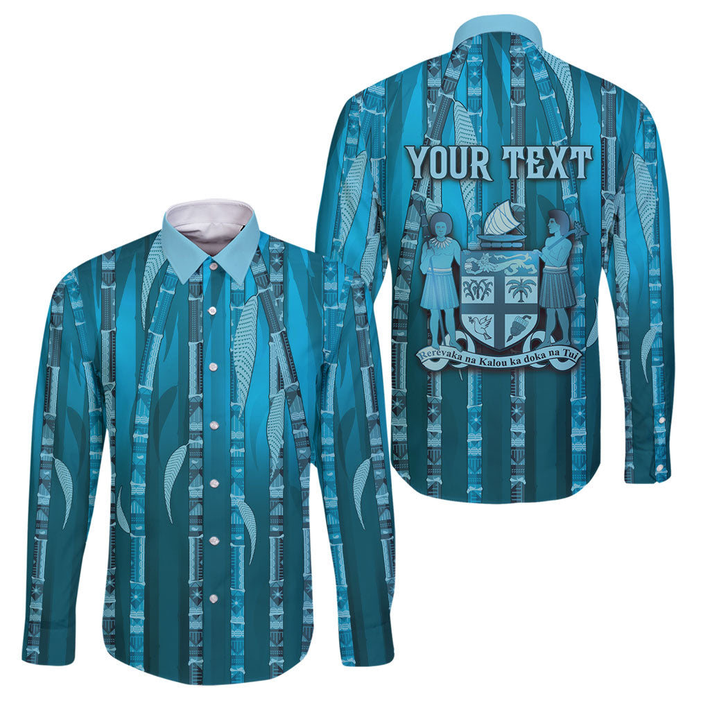 Personalised Fiji Language Week Sugarcane Masi Family Matching Puletasi and Hawaiian Shirt Blue Tapa Tribal Pattern