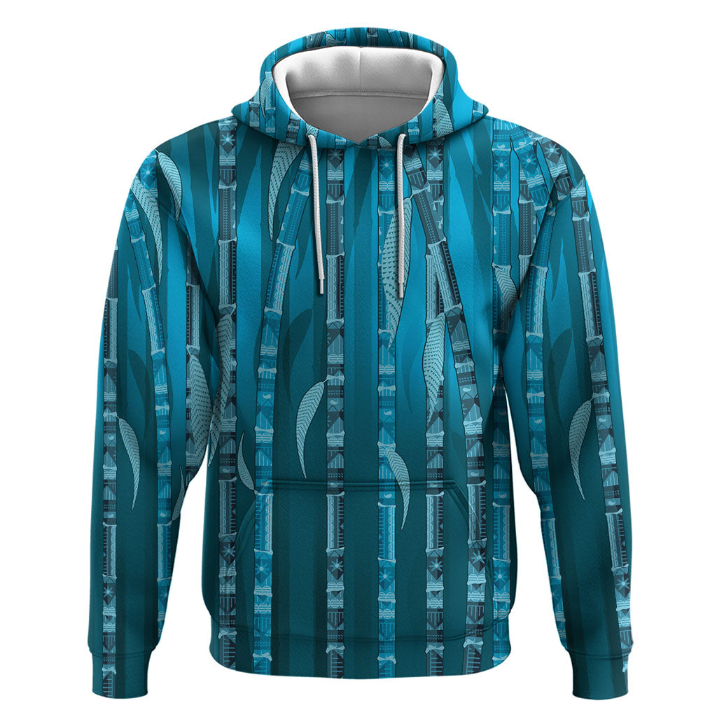 Personalised Fiji Language Week Sugarcane Masi Hoodie Blue Tapa Tribal Pattern DT05 Pullover Hoodie Blue - Polynesian Pride
