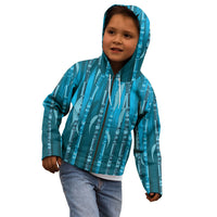Personalised Fiji Language Week Sugarcane Masi Kid Hoodie Blue Tapa Tribal Pattern