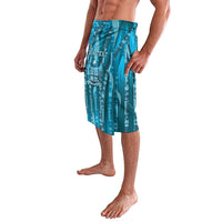 Personalised Fiji Language Week Sugarcane Masi Lavalava Blue Tapa Tribal Pattern