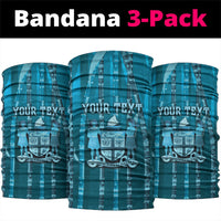 Personalised Fiji Language Week Sugarcane Masi Neck Gaiter Blue Tapa Tribal Pattern