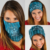Personalised Fiji Language Week Sugarcane Masi Neck Gaiter Blue Tapa Tribal Pattern