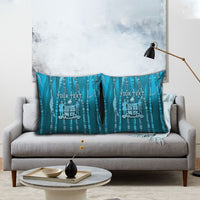 Personalised Fiji Language Week Sugarcane Masi Pillow Cover Blue Tapa Tribal Pattern