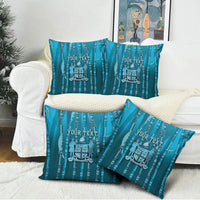 Personalised Fiji Language Week Sugarcane Masi Pillow Cover Blue Tapa Tribal Pattern