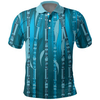 Personalised Fiji Language Week Sugarcane Masi Polo Shirt Blue Tapa Tribal Pattern