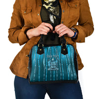 Personalised Fiji Language Week Sugarcane Masi Shoulder Handbag Blue Tapa Tribal Pattern