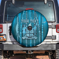 Personalised Fiji Language Week Sugarcane Masi Spare Tire Cover Blue Tapa Tribal Pattern