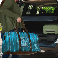 Personalised Fiji Language Week Sugarcane Masi Travel Bag Blue Tapa Tribal Pattern