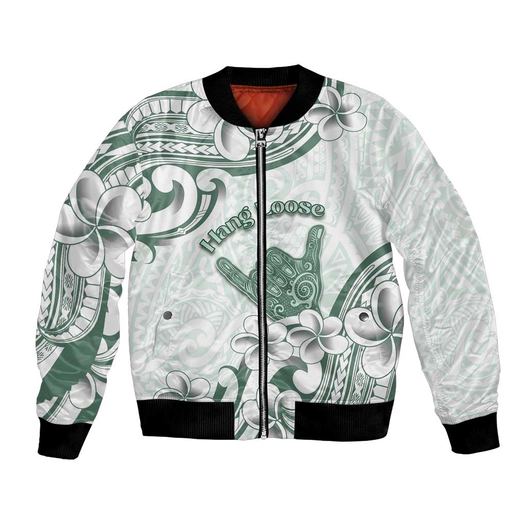 Aloha Hawaii Shaka Bomber Jacket Hang Loose Mint Version DT05 Unisex Mint - Polynesian Pride