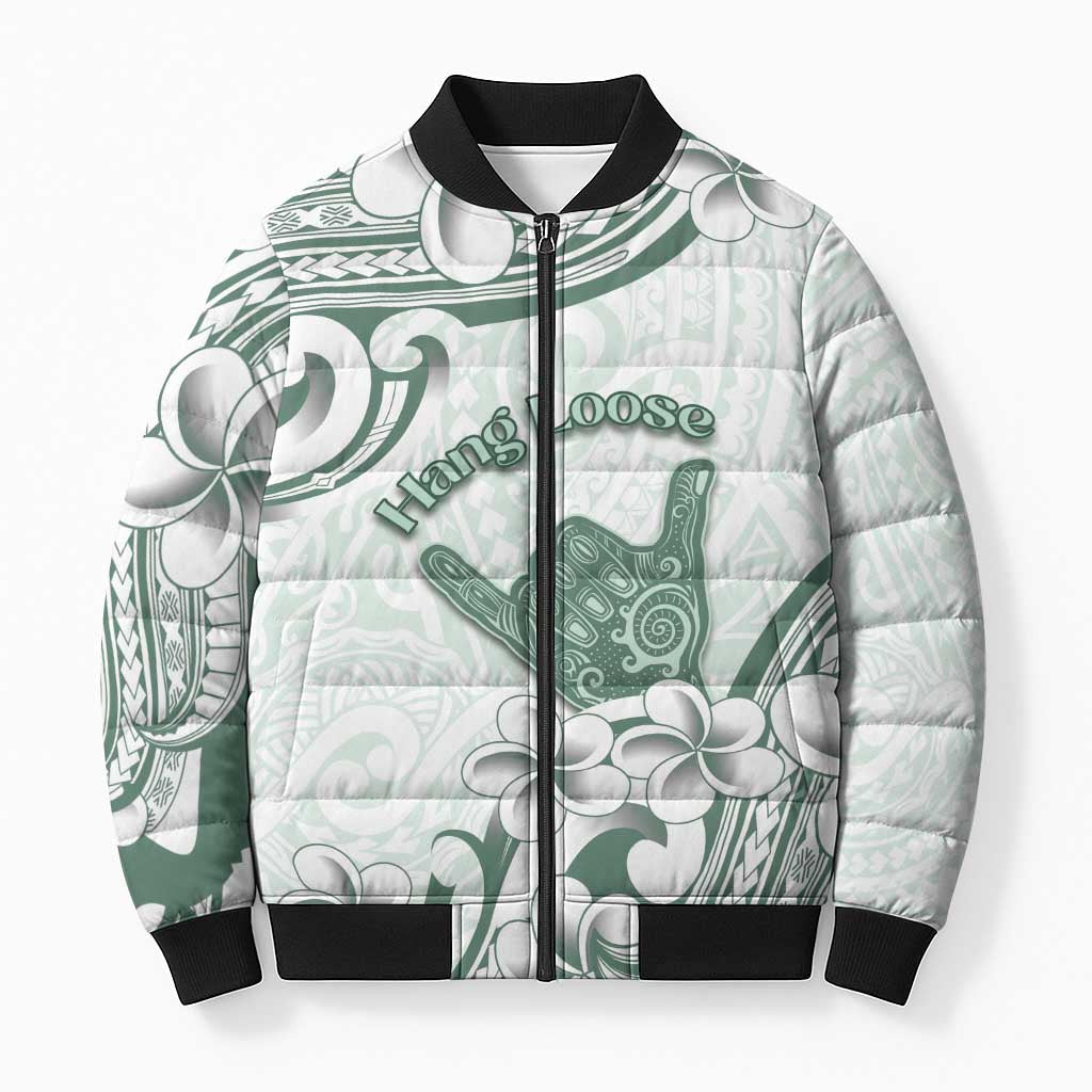 Aloha Hawaii Shaka Bomber Puffer Jacket Hang Loose Mint Version DT05 Unisex Mint - Polynesian Pride
