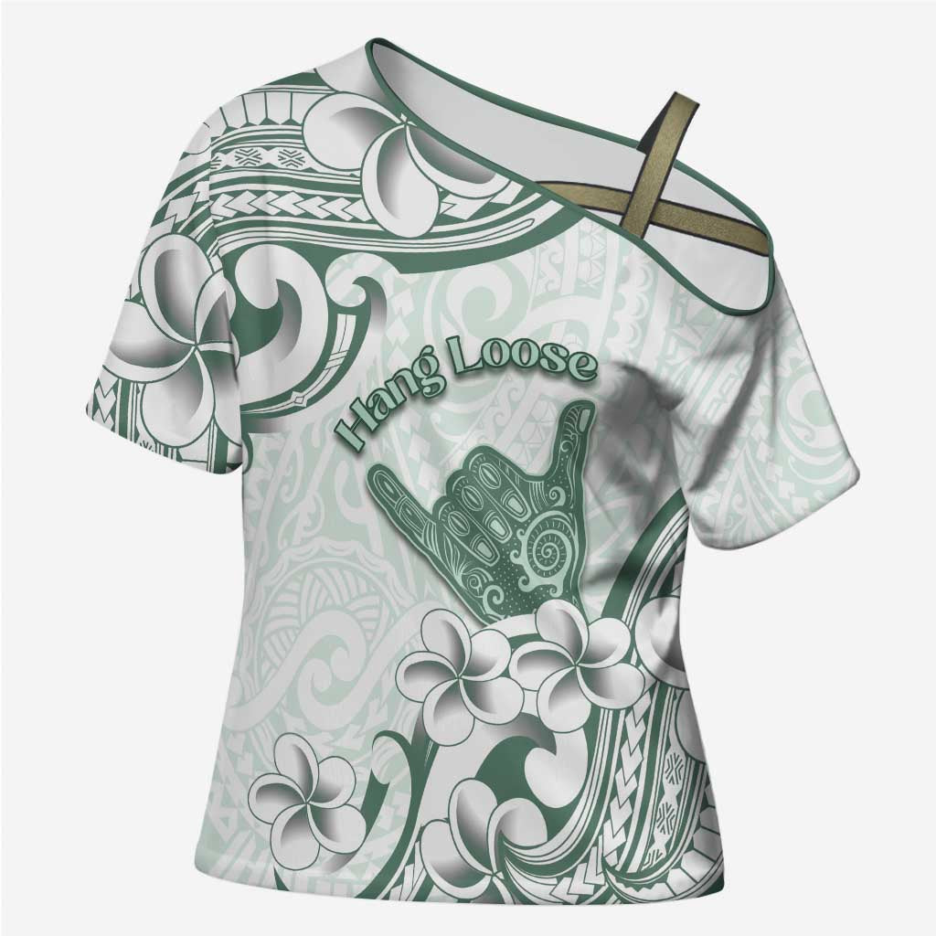 Aloha Hawaii Shaka Cross Shoulder Shirt Hang Loose Mint Version DT05 Female Mint - Polynesian Pride