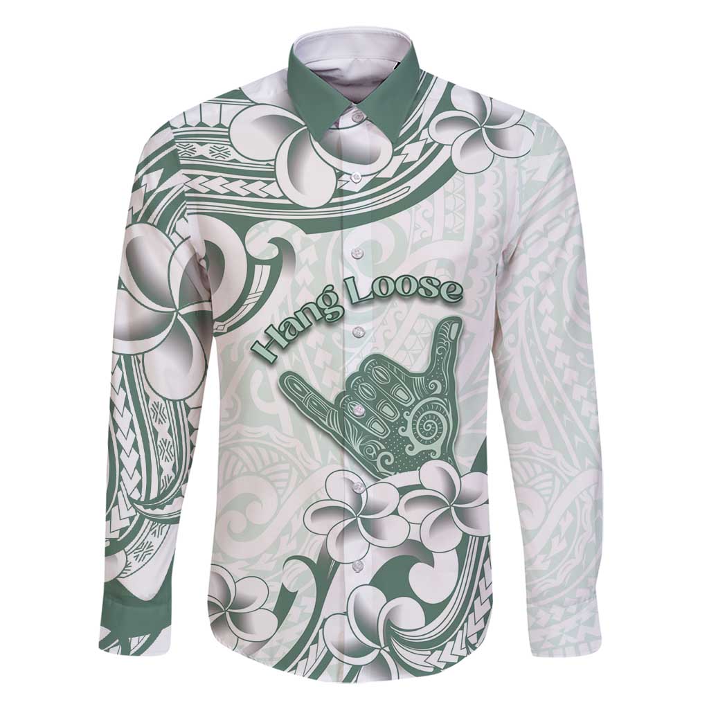 Aloha Hawaii Shaka Family Matching Long Sleeve Bodycon Dress and Hawaiian Shirt Hang Loose Mint Version - Polynesian Pride