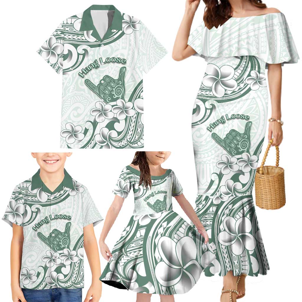 Aloha Hawaii Shaka Family Matching Mermaid Dress and Hawaiian Shirt Hang Loose Mint Version - Polynesian Pride