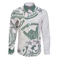 Aloha Hawaii Shaka Family Matching Off The Shoulder Long Sleeve Dress and Hawaiian Shirt Hang Loose Mint Version - Polynesian Pride