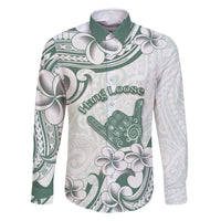 Aloha Hawaii Shaka Family Matching Off Shoulder Maxi Dress and Hawaiian Shirt Hang Loose Mint Version - Polynesian Pride