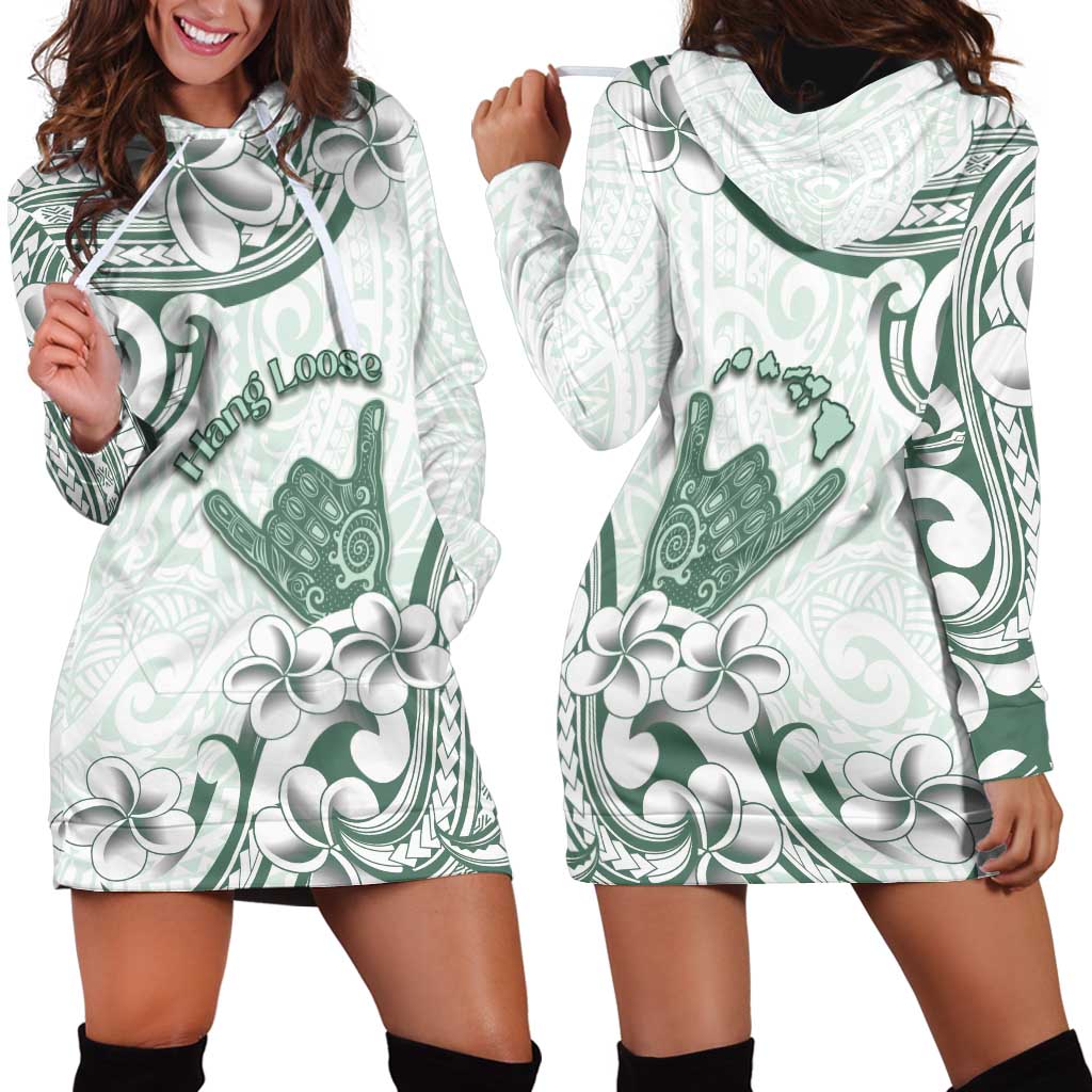 Aloha Hawaii Shaka Hoodie Dress Hang Loose Mint Version - Polynesian Pride