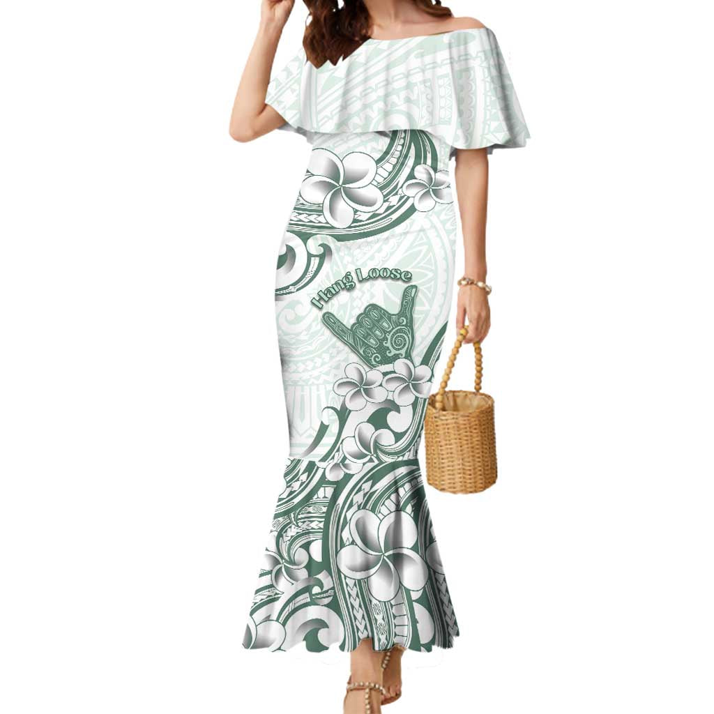 Aloha Hawaii Shaka Mermaid Dress Hang Loose Mint Version - Polynesian Pride