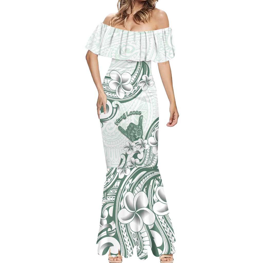 Aloha Hawaii Shaka Mermaid Dress Hang Loose Mint Version - Polynesian Pride