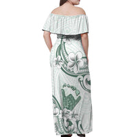 Aloha Hawaii Shaka Off Shoulder Maxi Dress Hang Loose Mint Version - Polynesian Pride