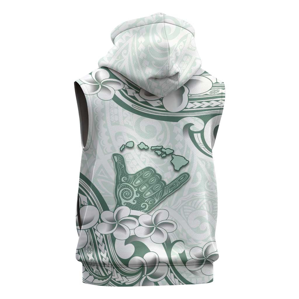 Aloha Hawaii Shaka Sleeveless Zip Hoodie Hang Loose Mint Version DT05