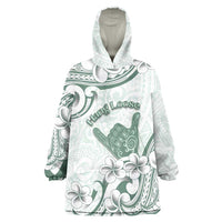 Aloha Hawaii Shaka Wearable Blanket Hoodie Hang Loose Mint Version - Polynesian Pride