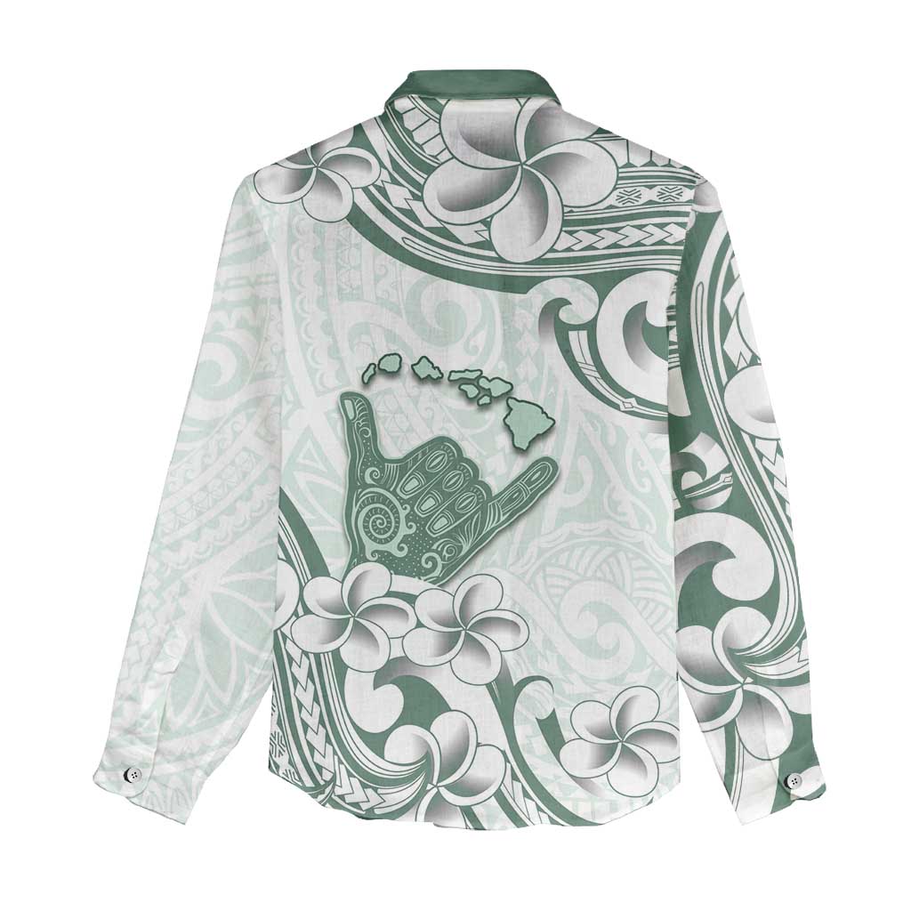 Aloha Hawaii Shaka Women Casual Shirt Hang Loose Mint Version - Polynesian Pride