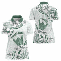 Aloha Hawaii Shaka Women Polo Shirt Hang Loose Mint Version - Polynesian Pride